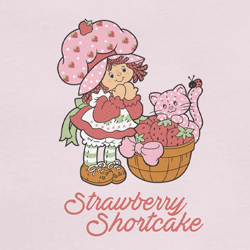 Womens Juniors Crew Neck Short Sleeve Regular Fit Strawberry Shortcake Graphic T-Shirt