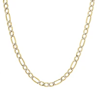 14K Gold 20 - 24 Inch Hollow Figaro Chain Necklace