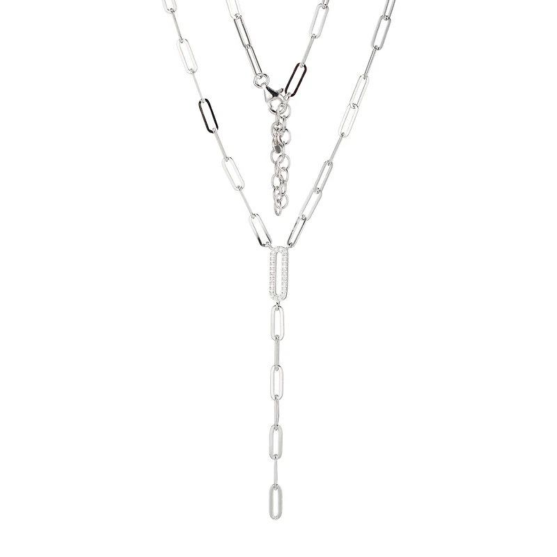 Paris 1901 By Charles Garnier Womens White Cubic Zirconia Sterling Silver 18 Inch Y Necklace