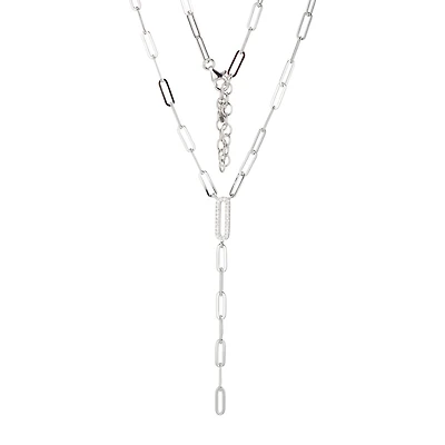 Paris 1901 By Charles Garnier Womens White Cubic Zirconia Sterling Silver 18 Inch Y Necklace