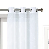Regal Home Perth Geometric Embroidery Grommet Top Sheer Set of 2 Curtain Panel