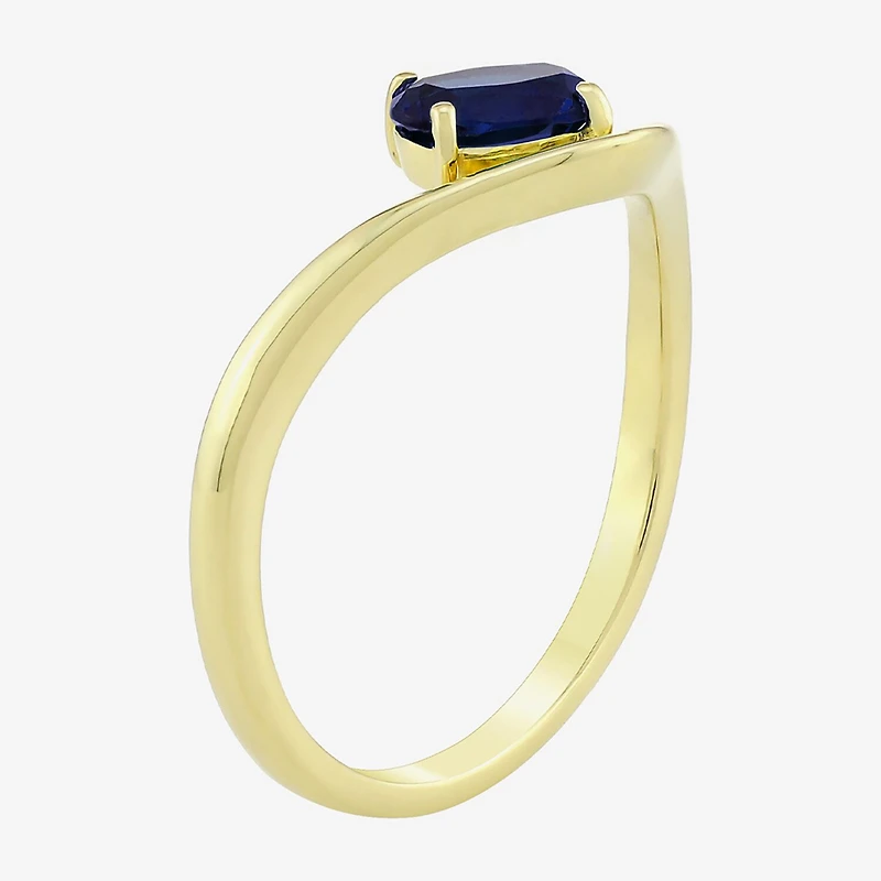 Lab Created Gemstone 14K Gold Over Silver Oval Solitaire Cocktail Ring