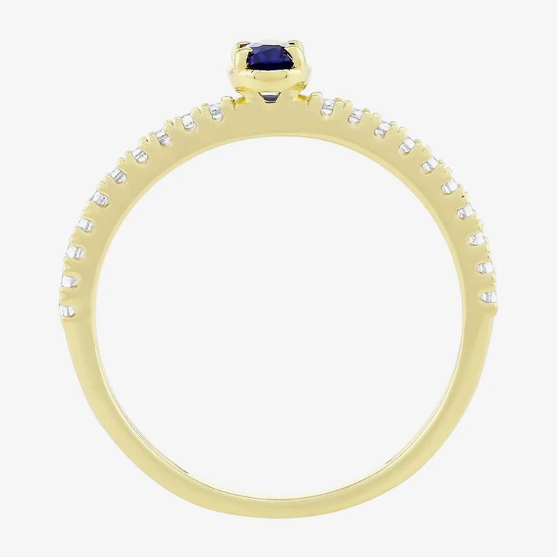 Lab Created Gemstone 14K Gold Over Silver Oval Side Stone Stack Band