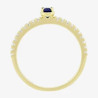 Lab Created Gemstone 14K Gold Over Silver Oval Side Stone Stack Band