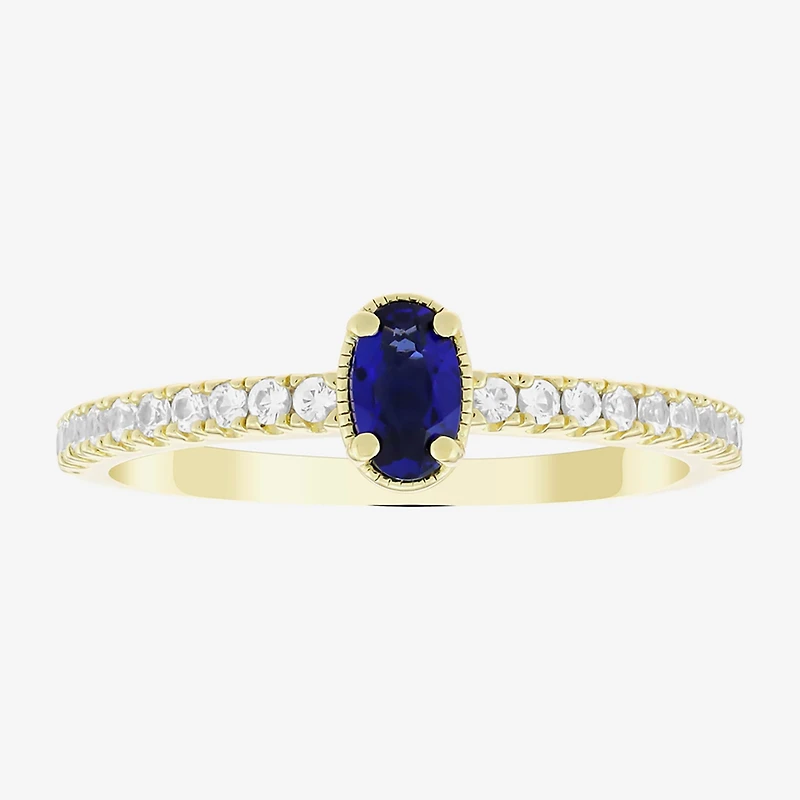 Lab Created Gemstone 14K Gold Over Silver Oval Side Stone Stack Band