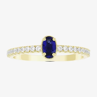 Lab Created Gemstone 14K Gold Over Silver Oval Side Stone Stack Band