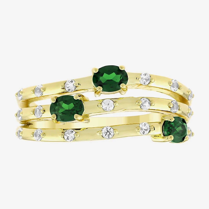 Lab Created Gemstone 14K Gold Over Silver Band