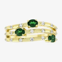 Lab Created Gemstone 14K Gold Over Silver Band