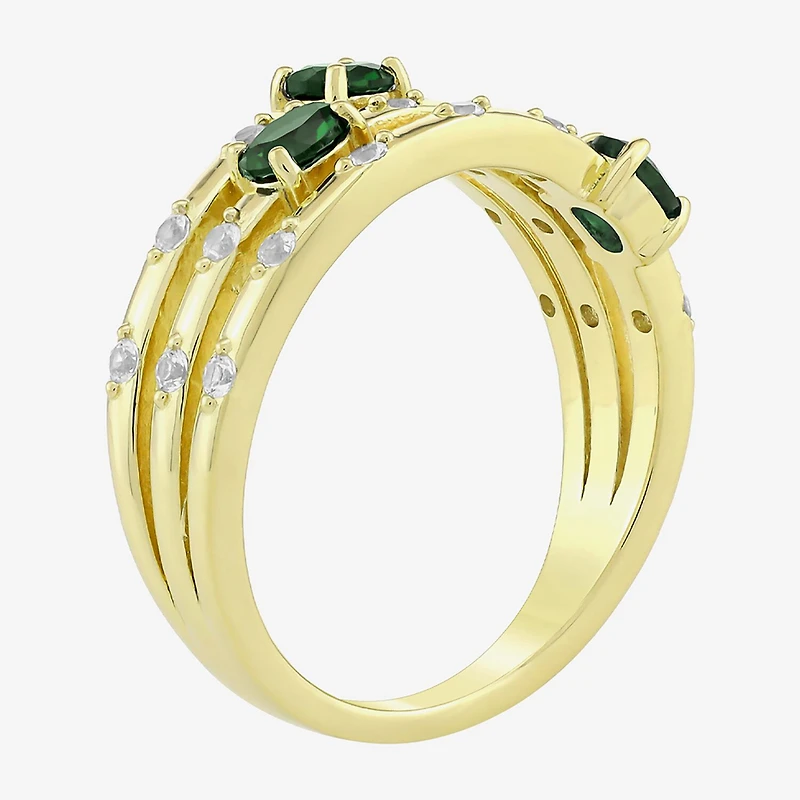 Lab Created Gemstone 14K Gold Over Silver Band