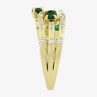 Lab Created Gemstone 14K Gold Over Silver Band