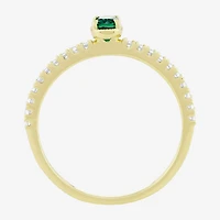 Lab Created Gemstone 14K Gold Over Silver Oval Side Stone Stack Band