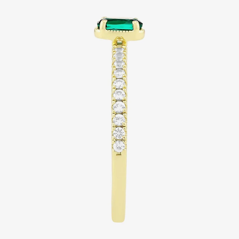Lab Created Gemstone 14K Gold Over Silver Oval Side Stone Stack Band