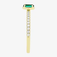 Lab Created Gemstone 14K Gold Over Silver Oval Side Stone Stack Band