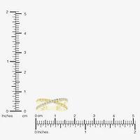 Womens Lab Created White Sapphire 14K Gold Over Silver Crossover Band