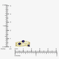 Lab Created Gemstone 14K Gold Over Silver Band