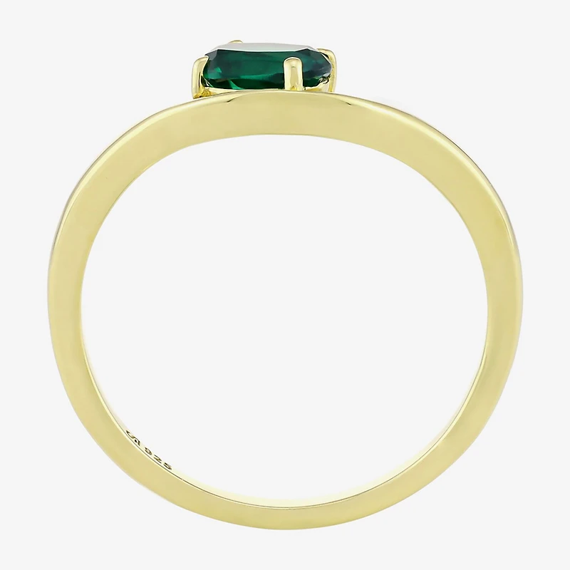 Lab Created Gemstone 14K Gold Over Silver Oval Solitaire Cocktail Ring