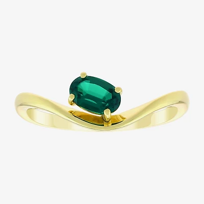 Lab Created Gemstone 14K Gold Over Silver Oval Solitaire Cocktail Ring