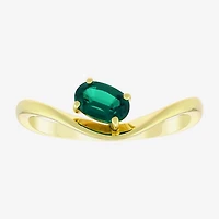 Lab Created Gemstone 14K Gold Over Silver Oval Solitaire Cocktail Ring