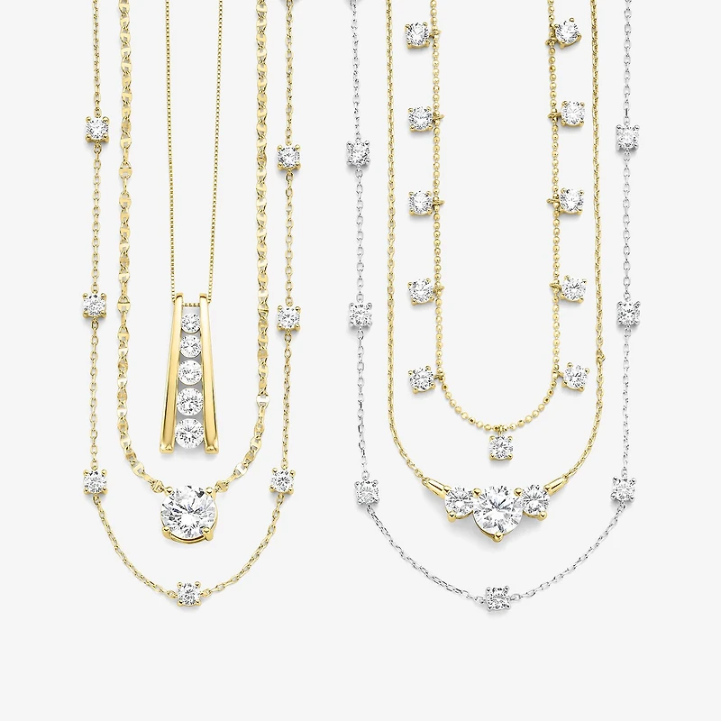 (G-H, Si2-I1) Womens 2 CT. T.W. Lab Grown White Diamond 10K Gold 18 Inch Pendant Necklace