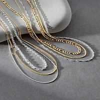Made in Italy Womens 24K Gold Over Silver 18 Inch Figaro Chain Necklace