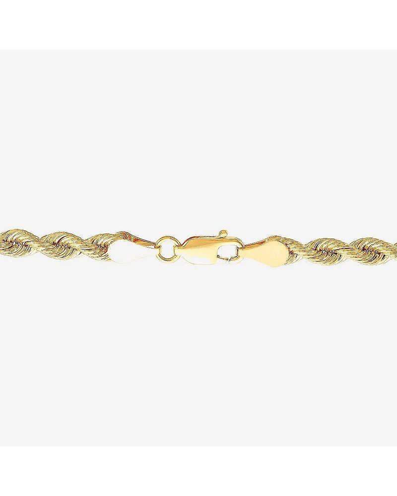 Limited Quantities! Womens 14K Gold 7.5 Inch Semisolid Rope Chain Bracelet