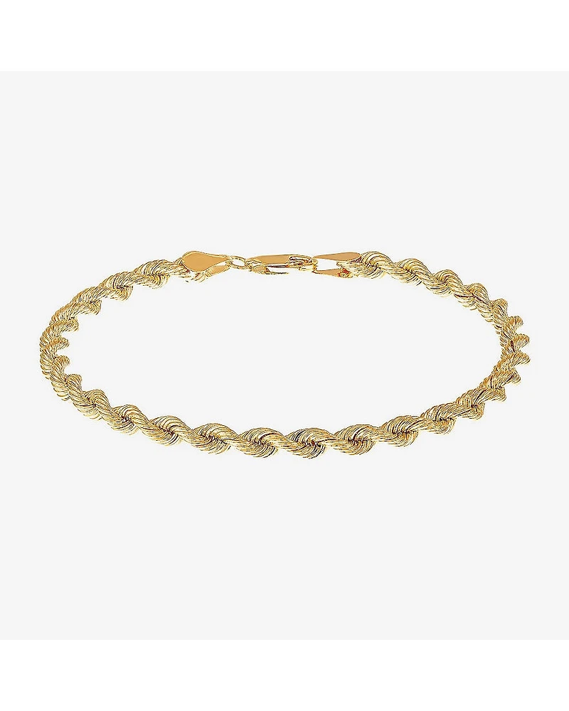 Limited Quantities! Womens 14K Gold 7.5 Inch Semisolid Rope Chain Bracelet