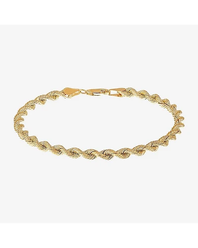 Limited Quantities! Womens 14K Gold 7.5 Inch Semisolid Rope Chain Bracelet