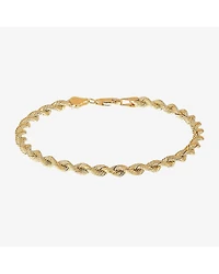 Limited Quantities! Womens 14K Gold 7.5 Inch Semisolid Rope Chain Bracelet