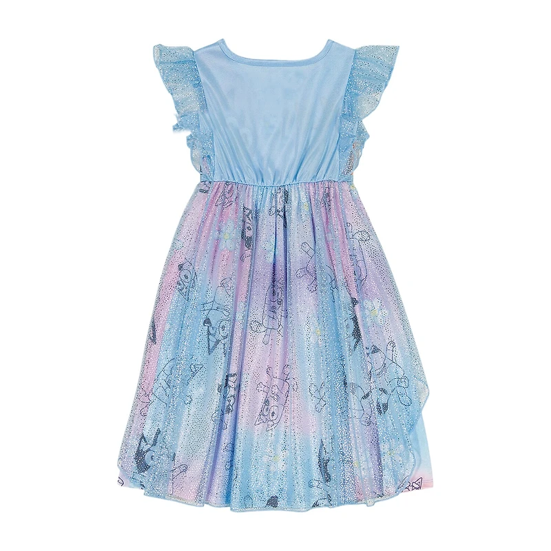 Toddler Girls Satin Short Sleeve Crew Neck Bluey Nightgown