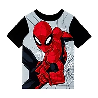 Disney Collection Boys Marvel Spiderman Crew Neck Short Sleeve 4-pc. Pajama Set