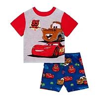Disney Collection Toddler Boys Cars Crew Neck Short Sleeve 2-pc. Pajama Set
