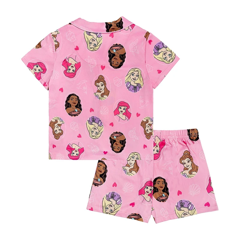 Disney Collection Girls Ariel Cinderella Princess Short Sleeve 2-pc. Pajama Set
