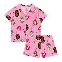 Disney Collection Girls Ariel Cinderella Princess Short Sleeve 2-pc. Pajama Set