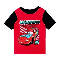 Disney Collection Toddler Boys Cars Crew Neck Short Sleeve 4-pc. Pajama Set