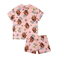 Disney Collection Girls Princess Moana Short Sleeve 2-pc. Pajama Set