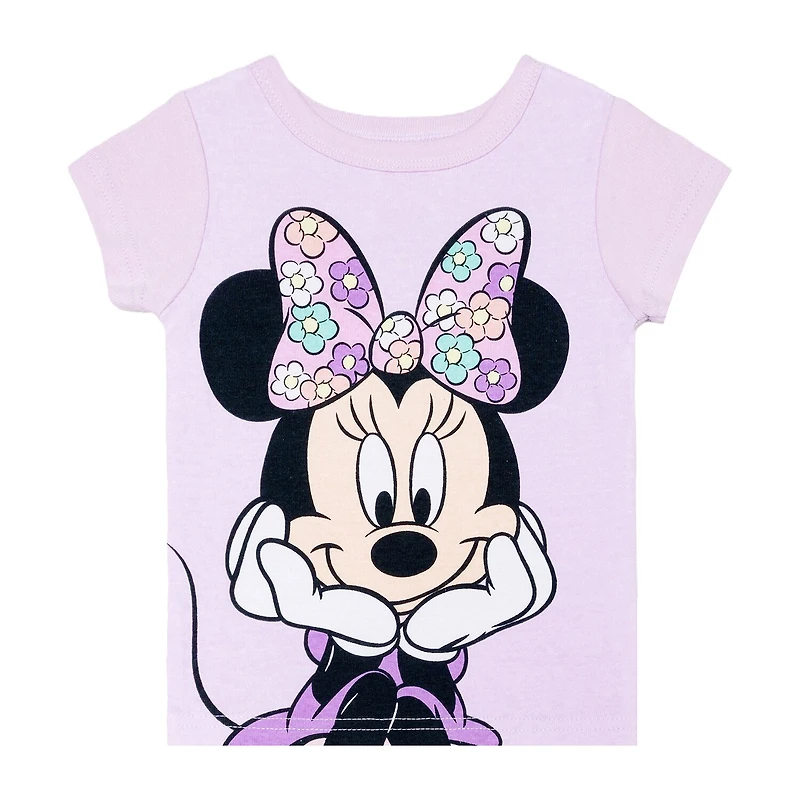 Disney Collection Toddler Girls Minnie Mouse Crew Neck Short Sleeve 4-pc. Pajama Set