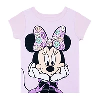Disney Collection Toddler Girls Minnie Mouse Crew Neck Short Sleeve 4-pc. Pajama Set