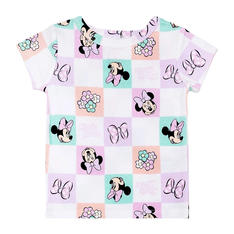 Disney Collection Toddler Girls Minnie Mouse Crew Neck Short Sleeve 4-pc. Pajama Set