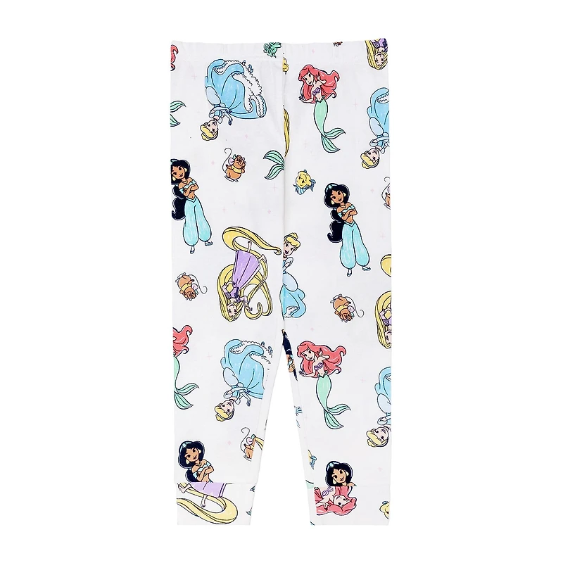 Disney Collection Toddler Girls Ariel Cinderella Princess Crew Neck Short Sleeve 4-pc. Pajama Set
