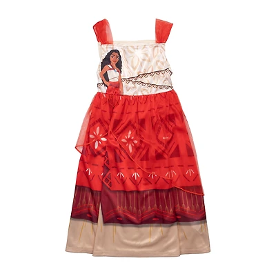 Disney Collection Toddler Girls Princess Moana Satin Straight Neck Sleeveless Nightgown