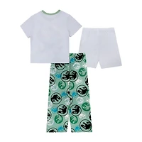 Little & Big Kid Boys Monster Jam Crew Neck Short Sleeve 3-pc. Pajama Set