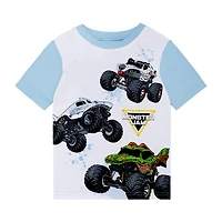 Little & Big Kid Boys Monster Jam Crew Neck Short Sleeve 4-pc. Pajama Set