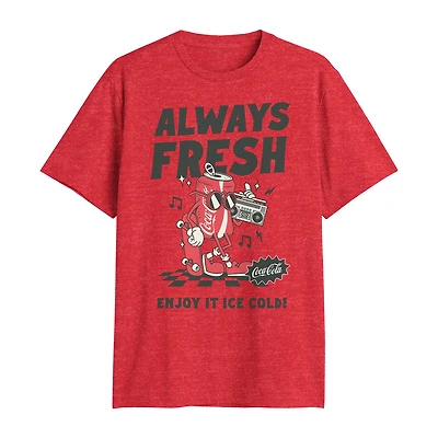Coca Cola Mens Crew Neck Short Sleeve Regular Fit Graphic T-Shirt