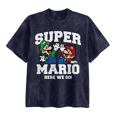 Novelty Mens Crew Neck Short Sleeve Regular Fit Super Mario Graphic T-Shirt