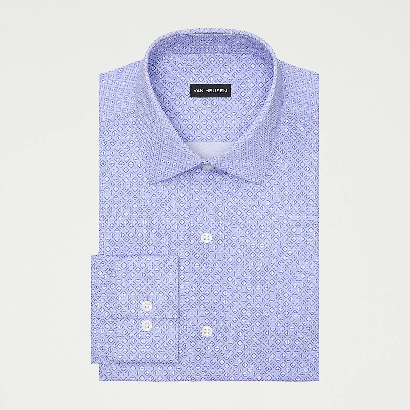 Van Heusen Everyday Defense Stain Shield Fitted Mens Modern Fit Stretch Fabric Wrinkle Free Long Sleeve Dress Shirt
