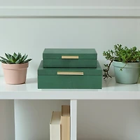 Cheungs Green Faux Shagreen Rectangular 2-pc. Decorative Box