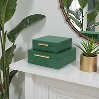 Cheungs Green Faux Shagreen Square 2-pc. Decorative Box