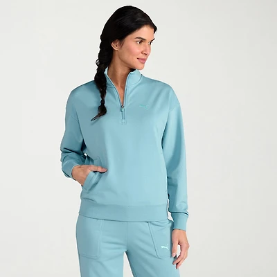 PUMA Womens Mock Neck Long Sleeve Active Quarter-Zip Pullover
