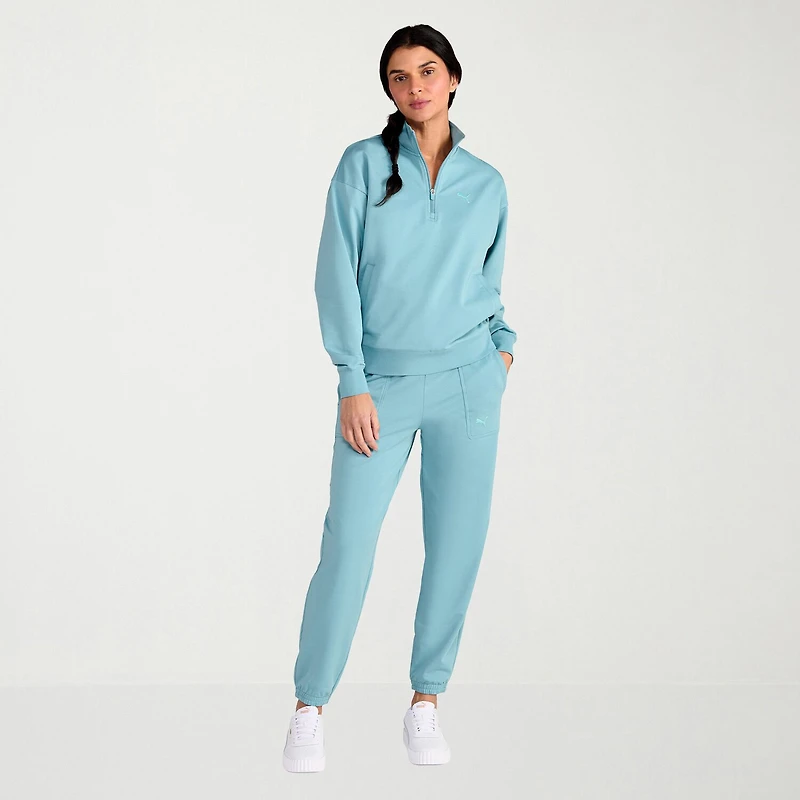 PUMA Womens Mock Neck Long Sleeve Active Quarter-Zip Pullover