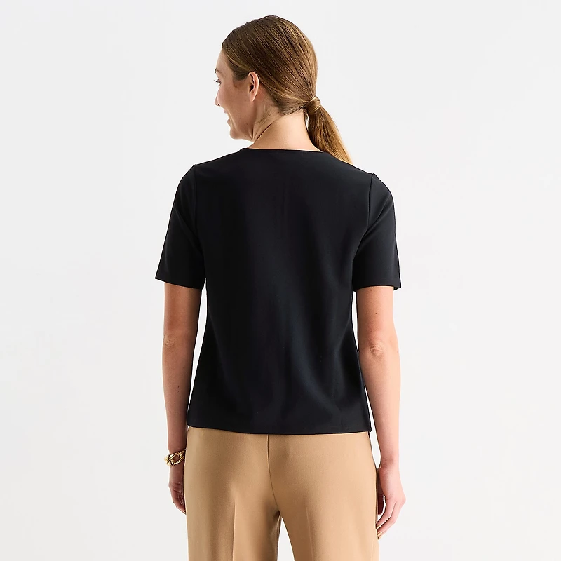 Liz Claiborne Womens Tall Keyhole Neck Short Sleeve Blouse